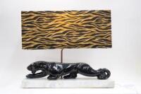 A genuine 'Frankart - Sarsaparilla' ART DECO Panther/Jaguar, mounted on a pure Carrera Marble Base, adorned with an 'Animal Print' Shade,&nbsp;48cm high, 56cm high&nbsp;&nbsp; - 6