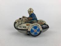 POLICE: Police Dept motor cycle & sidecar, friction made in Japan c1950s. - 2