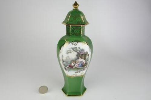 LIMOGES: A hexagonal lidded urn by Limoges
