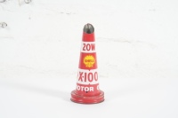 SHELL: An original Shell X100 '20W' motor oil tin top pourer, fading and wear largely seen to rear of top