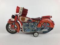 FIRE: Fire Dept Motorcycle by Modern Toys c1960, battery operated, 30 cms. - 2