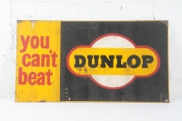 DUNLOP: An original c1960s 'You can't beat' Dunlop double sided screenprint advertising sign, 45cm high, 84cm wide