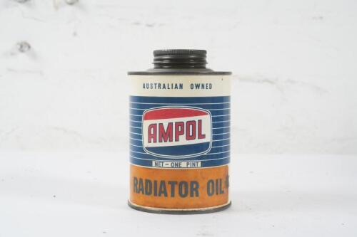 AMPOL: A c1960s-1970s Ampol one pint tin with paper label marked 'Radiator Oil'