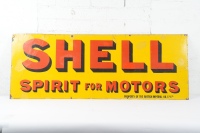 SHELL: An original enamel Shell 'Spirit For Motors' sign by Simpson & Son Ltd Adelaide, 46cm high, 123cm wide