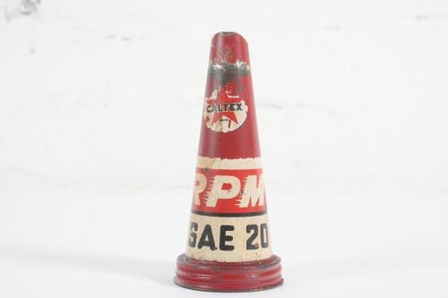CALTEX: An original Caltex 'RPM' SAE 20 Motor Oil tin top pourer
