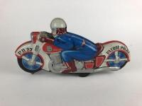 POLICE: HAJI Japan c1960s Police bike, 34 cms, friction plus Racing bike, 27 cms, battery operated c1960s. - 9