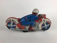 POLICE: HAJI Japan c1960s Police bike, 34 cms, friction plus Racing bike, 27 cms, battery operated c1960s. - 11