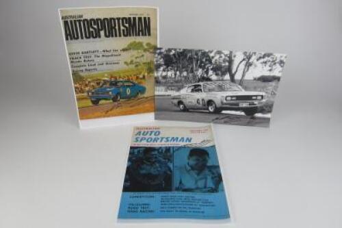 NORM BEECHEY: A large black and white photograph featuring Norn Beechey and Jim McKeown in their #41D Valiant Charger (signed Beechey and McKeown)