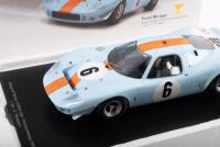 FORD MIRAGE GULF:&nbsp;A Spark 1:18 scale Ford mirage model, the #6&nbsp;race car that was driven to victory&nbsp;in the 1000km Spa Francorchamps 1967&nbsp;race meeting, in the legendary Gulf&nbsp;paint scheme,&nbsp;driven by Ickx - Thompson - 2