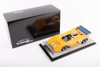 McLAREN M8F:&nbsp;A Tecnomodel 1:18 scale McLaren M8F&nbsp;Can Am model, the #5&nbsp;race car that was driven to victory in the 1971 Mosport race meeting, in the famous McLaren orange&nbsp;livery&nbsp;driven by Denny Hulme