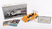 McLAREN M8B:&nbsp;A GMP 1:18 scale McLaren M8B high wing model,&nbsp;the #4&nbsp;race car that was driven to championship victory&nbsp;in the 1969 Can Am series, in the traditional&nbsp;McLaren orange paintwork,&nbsp;driven by Bruce McLaren