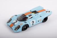 PORSCHE 917K: An AutoArt 1:18 scale Porsche 917K model, the #2&nbsp;race car that was driven to victory in the 1970 Daytona 24 hour, in the famous Gulf&nbsp;livery&nbsp;driven by Rodriguez - Kinnunen - Redman