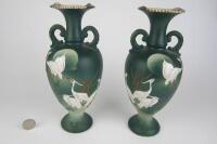 VASES: A pair of oriental vases featuring cranes