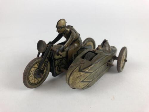 MILITARY: CKO Kellermann Military bike & sidecar , clockwork, missing gun & passenger, made in Germany c1930s.