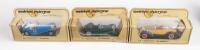 MATCHBOX YESTERYEAR: Three Matchbox Models of Yesteryear 1:42 scale 1930s model cars, includes Auburn, Jaguar & Riley in boxes
