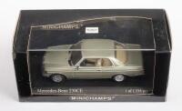 MERCEDES: A Minichamps 1:43 scale 1977 Mercedes-Benz 230CE in silvergreen metallic paintwork in original box