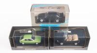 MINICHAMPS: Three Minichamps 1:43 scale models in boxes, includes a 1974 Volkswagen Scirocco, a 1999 Volkswagen Golf Cabrio and an Opel Omega Evolution 5000