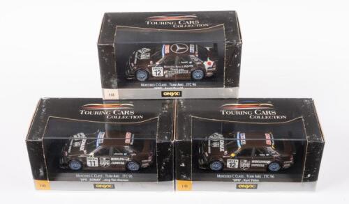 MERCEDES: Three Onyx 1:43 scale 1996 Mercedes-Benz C Class Team AMG in UPS livery in original boxes