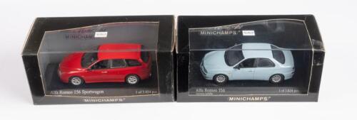 ALFA ROMEO: Two Minichamps 1:43 scale Alfa Romeo models in boxes, includes a 2001 156 Sportswagon and a 1997 156 Saloon