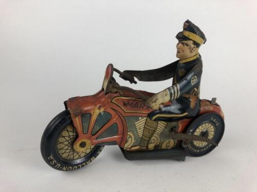 POLICE: Police Motorcycle by Louis Marx USA c1930s.