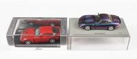 TVR: Two Spark Models 1:43 scale TVR Tuscan R models in boxes, includes one in metallic red and one in 'swordfish' (harlequin) colour tone