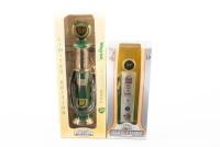 BP: Two replica model BP gas pumps including a 1:18 scale Road Signature model and a Gearbox Collectible Wayne gas pump replica, both are boxed.