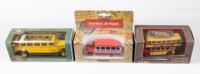 BUSES: Three boxed scale model buses, including Corgi MCW Orion double decker bus, The Open Top Bus Company 1936 White Model 706 bus, and Autobuses del Mundo Bolivia bus