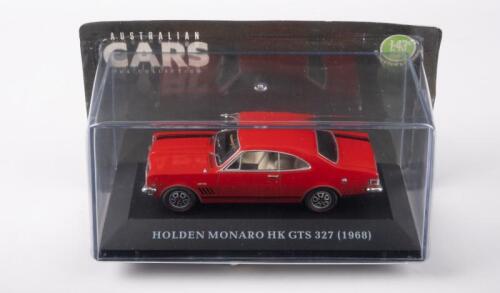 HK: A 1:43 scale IXO Australian Cars collection 1968 Holden Monaro HK GTS 327 in red, within acrylic case