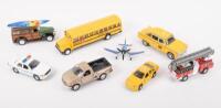 MODELS: A group lot of eight&nbsp;various scale models including service vehicles, School Bus, Taxis, Police, Fire engine etc&nbsp;
