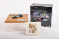 BT19: A Top Gear Legends 1:43 scale 1966 BT19 V8 model mounted on timber base with numbered metallic plate in perspex case