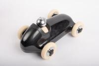 PLAYFOREVER: A Playforever Bruno racing car, black with chrome rims, 27cm long, in original box - 2