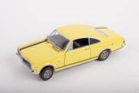 HOLDEN: A Trax 1:24 Holden Monaro&nbsp;GTS (TX-031) in yellow&nbsp;with black G.T stripes, black seats, opening features, engine detail, steerable wheels, in original protective box