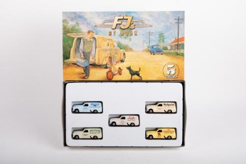 HOLDEN COMMERCIAL:A set of five 1:64 scale TopGear commercial vehicles Holden FJ in early 50's as Malleys / Simpson / Luxaflex / Metters / Hotpoint, FJ's at work