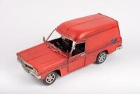 SANDMAN: A Boyle Industries modern metal circa 1970s Holden Sandman panel van model in red paintwork, 27cm long, in original box