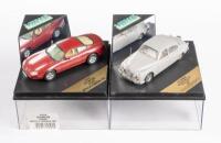 JAGUAR: Two Vitesse Jaguar 1:43 scale models on original boxes, includes a Jaguar XK8 Coupe in carnival red and a 1959 Jaguar MkII 3.4 in dove grey