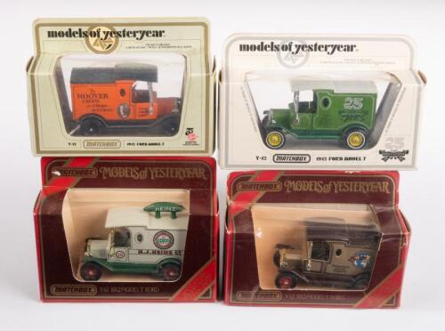 MATCHBOX YESTERYEAR: Four Matchbox Models of Yesteryear small scale 1912 Ford Model 'T' vans in different liveries in boxes