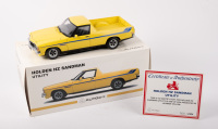 HOLDEN: An Autoart, 1:18 scale, limited edition [1821/2304], Holden HZ Sandman Utility in Jasmine yellow with blue stripes