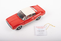 VALIANT: A Trax, 1:24 scale, Chrysler Valiant Charger in red with white roof, comes in fitted box and outer protective box