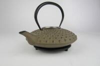 TEAPOT: A Japanese cast iron ceremonial tea pot on stand - 2