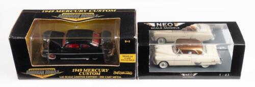 CHEV/MERCURY: Two 1:43 scale models including a Neo Models Chevrolet De Luxe HT Coupe and a American Muscle models 1949 Mercury Custom