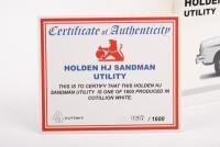 HOLDEN: An Autoart, 1:18 scale, limited edition [267/1600], Holden HJ&nbsp;Sandman Utility in Cotillion white - 2