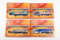 TRACK STARS: A group of four approximately 1:64 scale Track Stars 'All Metal Movers' model trucks with various advertising including Weet-Bix, Pura Milk and others, boxed