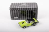 PLYMOUTH: A Matchbox Collectibles 1:43 scale 1971 Plymouth Barracuda 440 in green & black paintwork, code 92688, in original tin box