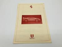 FERRARI F40: An F40 specification sheet published by Scuderia Veloce Motors [Location: Sydney]
