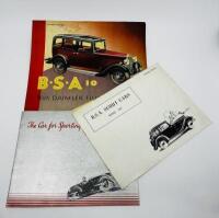 B.S.A: A group of three Sales Brochures for the Scout and Ten models [Location: Sydney]