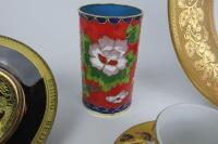 PORCELAIN: A collection of porcelain and a Chinese enamel brush pot - 5