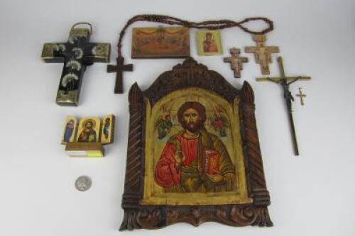 CHRISTIAN: A fine quality 14K Yellow Gold Crucifix Pendant and other related objects