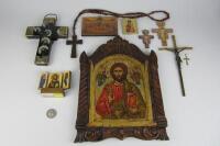 CHRISTIAN: A fine quality 14K Yellow Gold Crucifix Pendant and other related objects