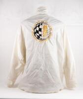 &nbsp;JACKET: A large white outer rain jacket with Porsche Historic Racing Australia detail to right chest, Team Exile to left chest, Sport Dutton cloth patch to upper right arm and Porsche Marken Weltmeister&nbsp;69-70-71 to back - 3