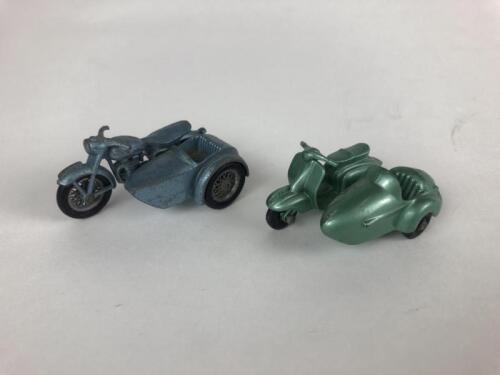 DIECAST: Lesney Matchbox Triumph T110 bike & sidecar plus Lambretta scooter & sidecar c1960s, made in UK.